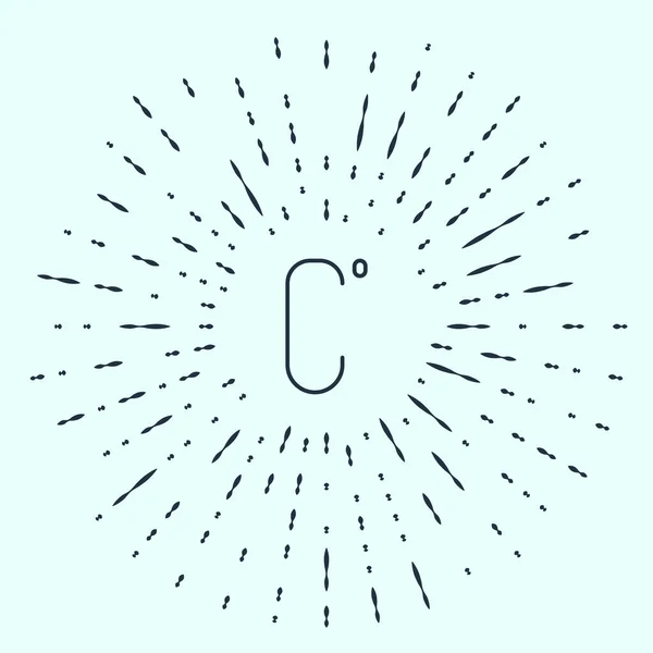 Ligne Noire Icône Celsius Isolé Sur Fond Gris Cercle Abstrait — Image vectorielle