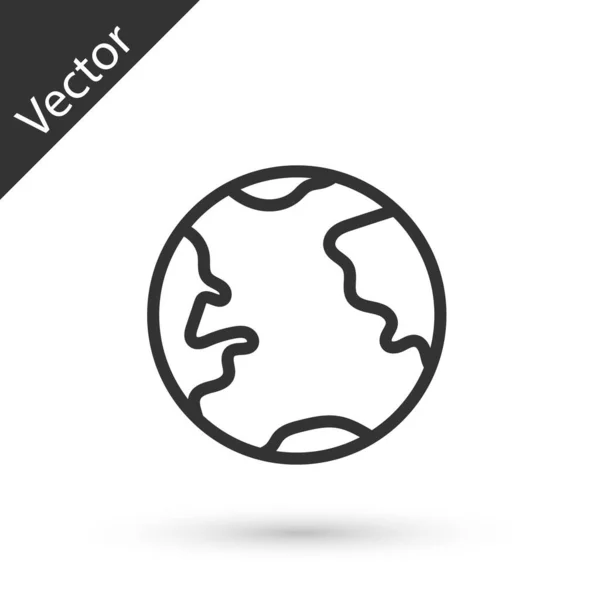 Línea Gris Icono Del Globo Terrestre Aislado Sobre Fondo Blanco — Vector de stock