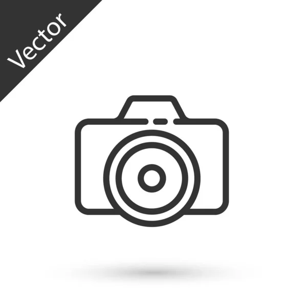 Szürke Vonal Fotókamera Ikon Elszigetelt Fehér Háttérrel Fényképezőgép Ikon Vektorillusztráció — Stock Vector