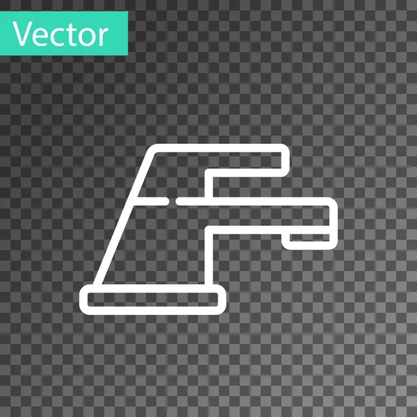 Bílá Čára Ikona Vodovodního Kohoutu Izolovaná Průhledném Pozadí Vektorová Ilustrace — Stockový vektor