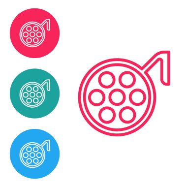 Kırmızı çizgi ameliyat lambası ikonu beyaz arkaplanda izole edildi. Simgeleri daire düğmelerine ayır. Vektör İllüstrasyonu