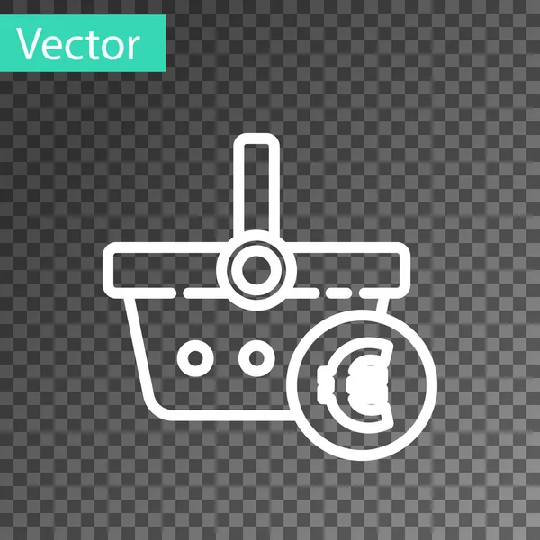 Weiße Linie Warenkorb Und Euro Symbol Isoliert Auf Transparentem Hintergrund — Stockvektor