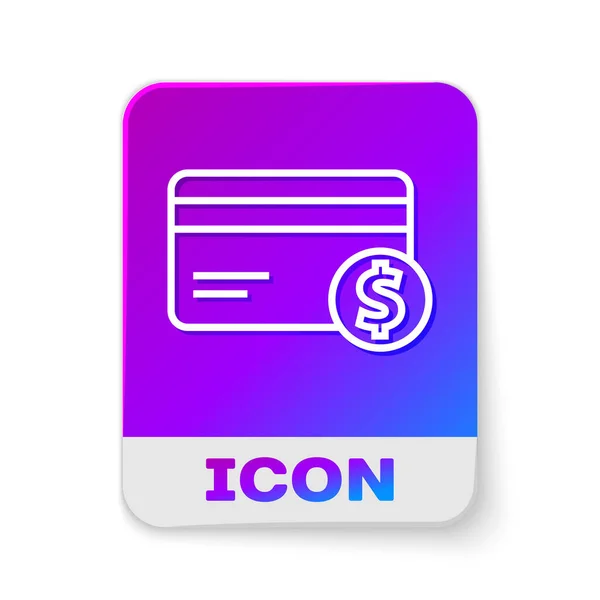 Bílá Čára Kreditní Karta Symbol Dolaru Ikona Izolované Bílém Pozadí — Stockový vektor