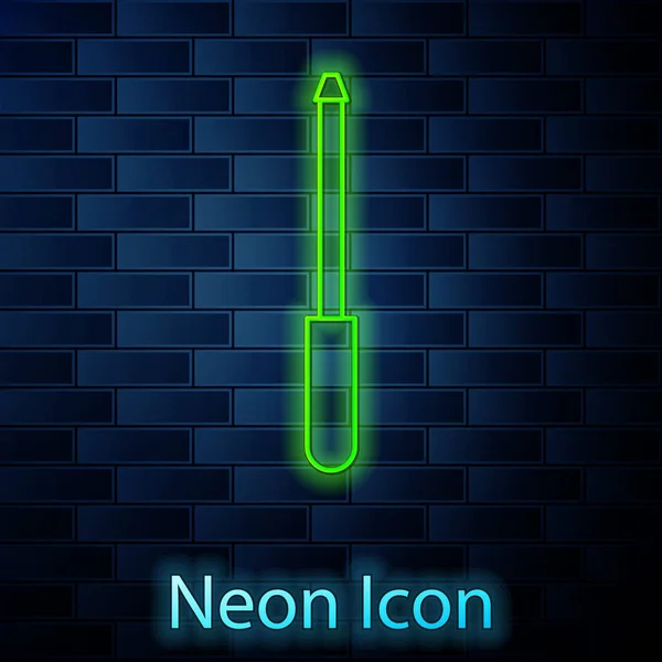 Zářící Neonová Čára Ikona Ostřovače Nožů Izolovaná Pozadí Cihlové Stěny — Stockový vektor