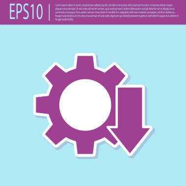 Retro mor maliyet azaltma simgesi turkuaz arka planda izole edildi. Vektör İllüstrasyonu