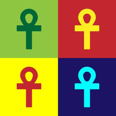 Pop Art Cross Ankh simgesi renk arkaplanında izole edildi. Vektör İllüstrasyonu