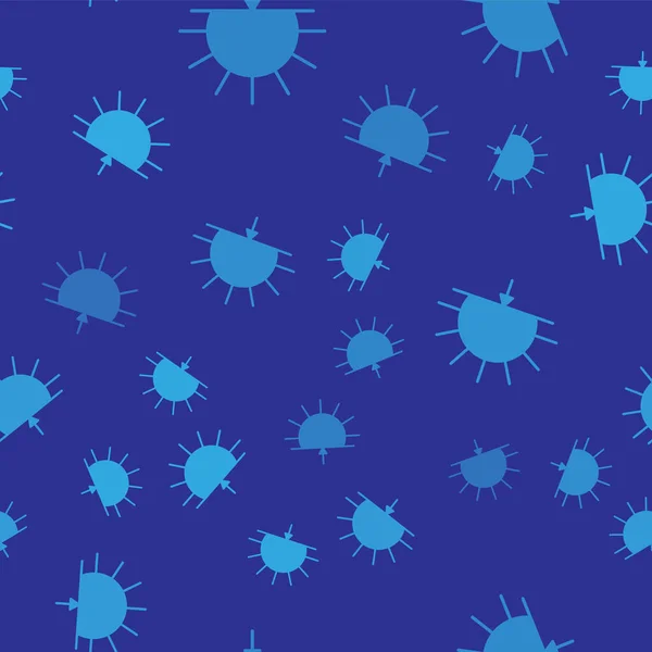 青の背景にブルーのサンライズアイコンがシームレスなパターンを分離 ベクターイラスト — ストックベクタ