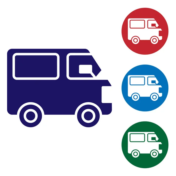 Ícone Veículo Caminhão Carga Blue Delivery Isolado Fundo Branco Definir — Vetor de Stock