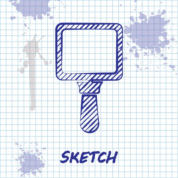 Sketch Line Hand Mirror Icon Isolated White Background Vector Illustration — 스톡 벡터