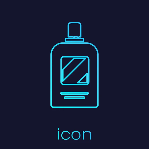 Turquoise Line Bottle Shampoo Icon Isolated Blue Background Vector Illustration — 스톡 벡터