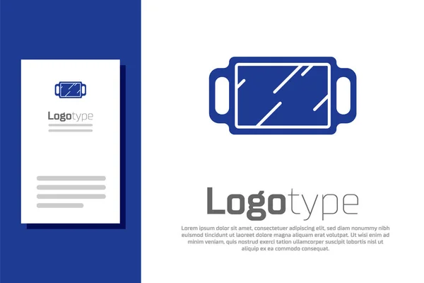 Blauer Handspiegel Auf Weißem Hintergrund Isoliert Logo Design Template Element — Stockvektor