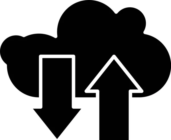 Black Cloud Downloaden Uploaden Pictogram Geïsoleerd Witte Achtergrond Vector Illustratie — Stockvector