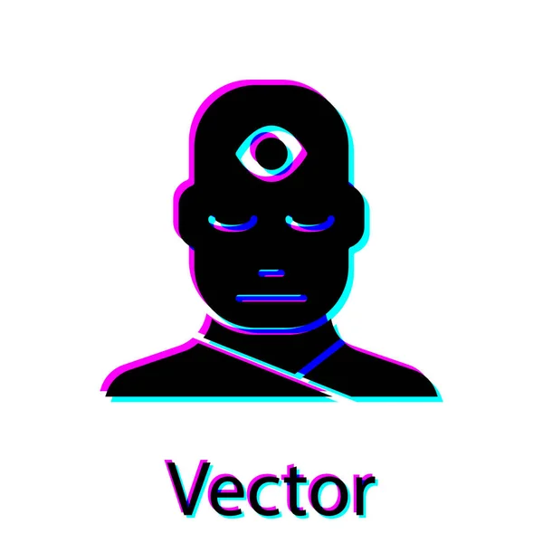 Black Man Third Eye Icon Isolated White Background Concept Meditation — Stock Vector