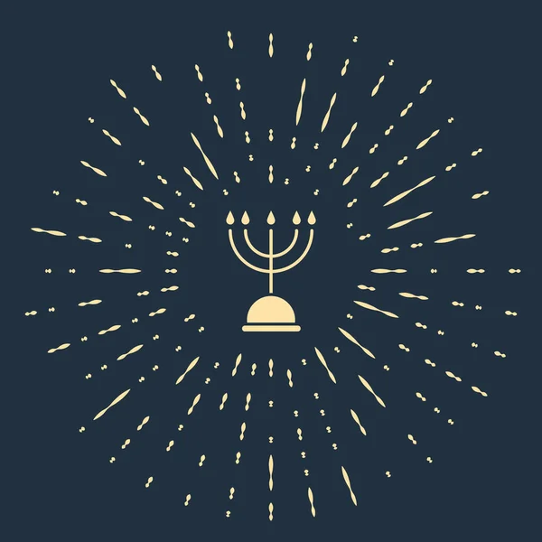 Icône Menorah Hanoukka Beige Isolée Sur Fond Bleu Symbole Traditionnel — Image vectorielle