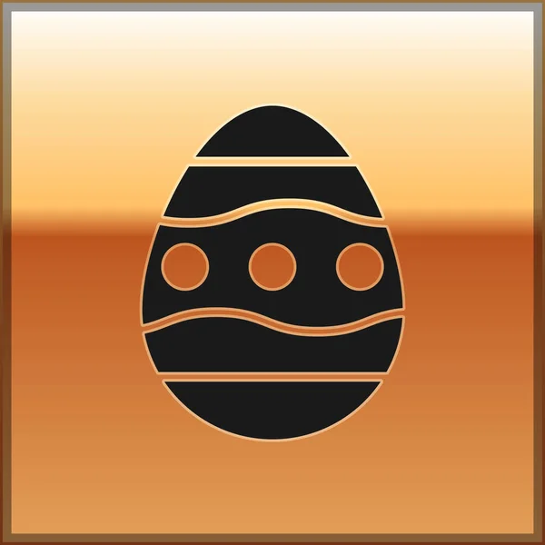 Черно Пасхальное Яйцо Значок Изолирован Золотом Фоне Счастливой Пасхи Векторная — стоковый вектор