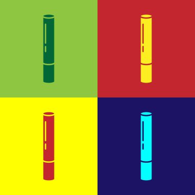 Pop Art Marijuana batakhanesi, renkli arka planda izole edilmiş ot ikonu. Uyuşturuculu sigara, esrar sarılmış sigara. Vektör İllüstrasyonu