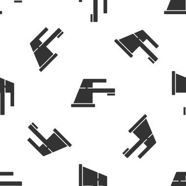 Gri Su musluk ikonu beyaz arka planda izole edilmiş kusursuz desen. Vektör İllüstrasyonu