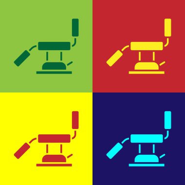 Pop Art Medikal Diş Sandalyesi ikonu renk arkaplanda izole edilmiş. Dişçi koltuğu. Vektör İllüstrasyonu