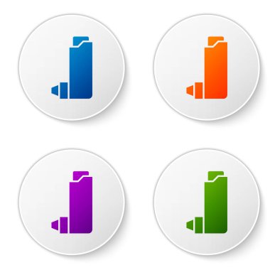 Beyaz arkaplanda renk solunum simgesi izole edildi. Öksürük şurubu, solunum, alerjik hasta. Simgeleri daire düğmelerine ayır. Vektör İllüstrasyonu