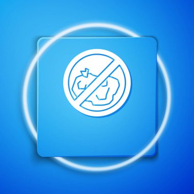 Mavi arkaplanda çöp simgesi yok. Mavi kare düğme. Vektör İllüstrasyonu