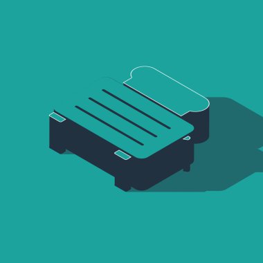 Yeşil zemin üzerinde tost simgesi olan Isometric tost makinesi. Vektör İllüstrasyonu
