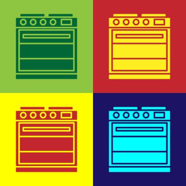 Pop Art Oven simgesi renk arkaplanında izole edildi. Fırın tabelası. Vektör İllüstrasyonu