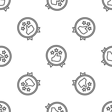 Gri çizgi tüketicisi veya müşteri ürün değerlendirme simgesi beyaz arka planda izole edilmiş kusursuz desen. Vektör İllüstrasyonu