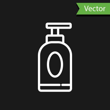 Beyaz çizgi krem ya da siyah arkaplanda izole edilmiş losyon kozmetik tüp ikonu. Erkekler için vücut bakım ürünleri. Vektör İllüstrasyonu