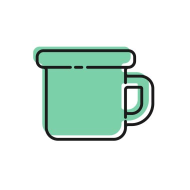 Siyah çizgi Kamp Metal sabıka simgesi beyaz arka planda izole edildi. Vektör İllüstrasyonu