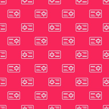 Beyaz çizgili takvim ve marihuana veya kenevir yaprağı ikonu kırmızı zeminde izole edilmiş pürüzsüz desen. Ulusal esrar günü. Kenevir sembolü. Vektör İllüstrasyonu