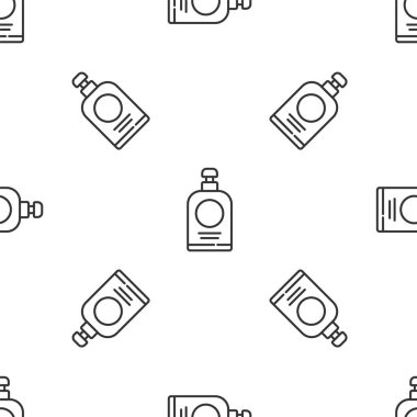 Gri çizgi El dezenfektanı ikonu beyaz arka planda izole edilmiş pürüzsüz desen. Dezenfeksiyon konsepti. Yıkama jeli. Hijyen için alkol şişesi. Vektör İllüstrasyonu