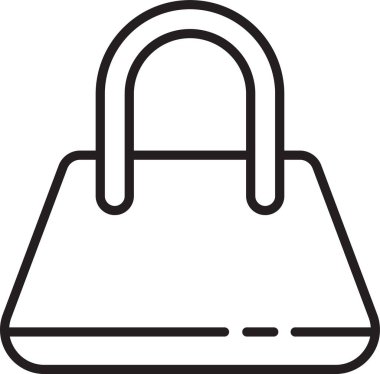 Beyaz arkaplanda siyah çizgi el çantası simgesi izole edildi. Kadın el çantası işareti. Glamour günlük bagaj sembolü. Vektör İllüstrasyonu