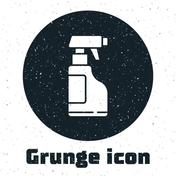 Grunge Cleaning Spray Bottle Detergent Liquid Icon Isolated White Background — Stock Vector