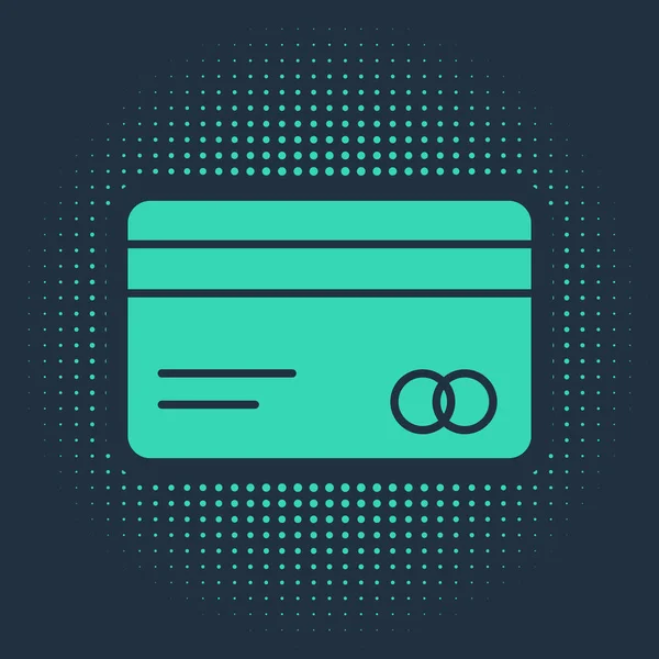 Grünes Kreditkartensymbol Isoliert Auf Blauem Hintergrund Online Zahlung Bargeldabhebung Finanzgeschäfte — Stockvektor