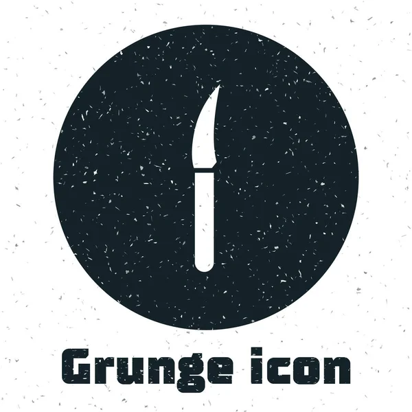 Grunge Knife Icon Isolated White Background Cutlery Symbol Monochrome Vintage — Stock Vector