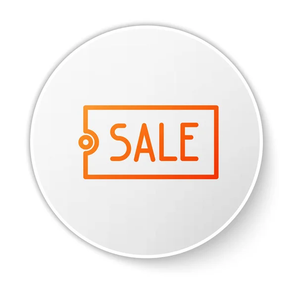 Orange Line Price Tag Inscription Sale Icon Isolated White Background — Stock Vector