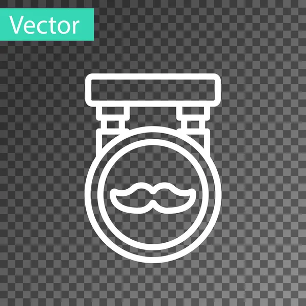 Línea Blanca Icono Barbería Aislado Sobre Fondo Transparente Logo Peluquería — Vector de stock