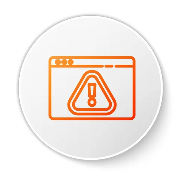 Oranje Lijn Browser Met Uitroepteken Pictogram Geïsoleerd Witte Achtergrond Waarschuwing — Stockvector