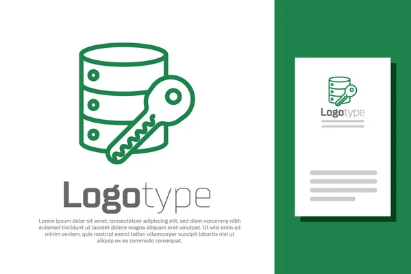 Ligne Verte Sécurité Serveur Avec Icône Clé Isolée Sur Fond — Image vectorielle