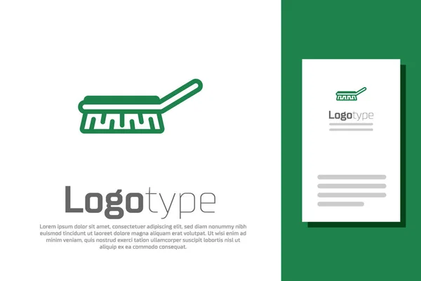 緑の線白の背景に隔離されたアイコンをきれいにするブラシ 清掃サービスのコンセプト ロゴデザインテンプレート要素 ベクターイラスト — ストックベクタ