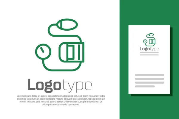 Grüne Linie Blutdruck Symbol Isoliert Auf Weißem Hintergrund Logo Design — Stockvektor