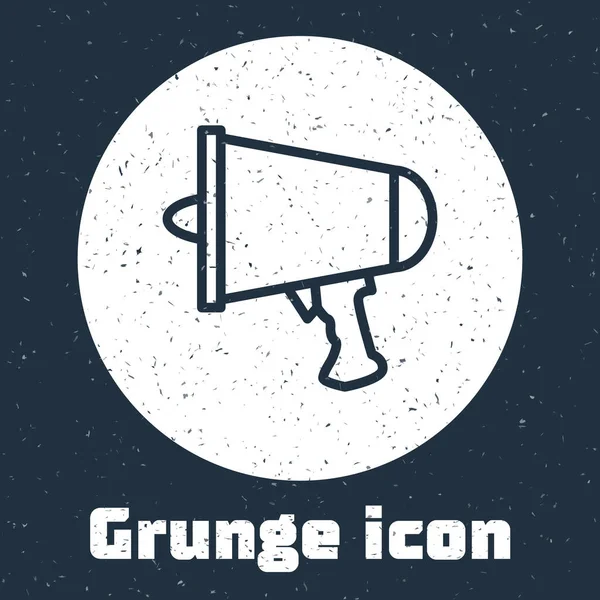 Grunge Line Verbreitete Sich Megafon Symbol Isoliert Auf Grauem Hintergrund — Stockvektor
