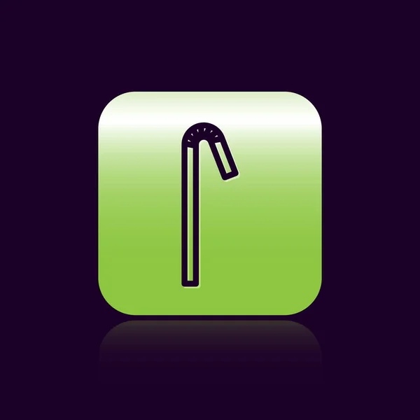 Black Line Drinking Plastic Straw Icon Isolated Black Background Green — ストックベクタ
