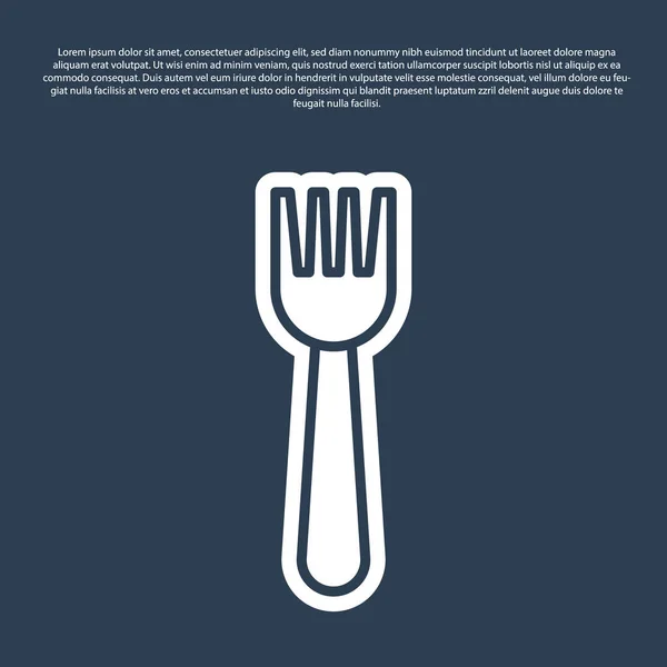 Blue Line Disposable Plastic Fork Icon Isolated Blue Background Vector — Stock Vector