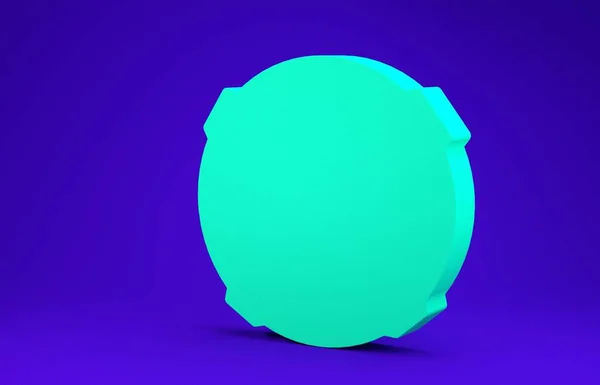 Grüner Mond Symbol isoliert auf blauem Hintergrund. 3D Illustration 3D Renderer — Stockfoto