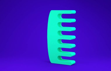 Mavi arkaplanda yeşil saç fırçası simgesi izole edildi. Taraklı saç işareti. Berber sembolü. 3d illüstrasyon 3B canlandırma