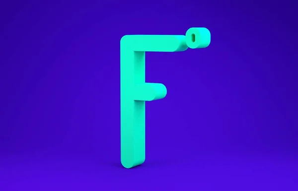 Зеленый значок по Фаренгейту выделен на синем фоне. 3D-рендеринг — стоковое фото