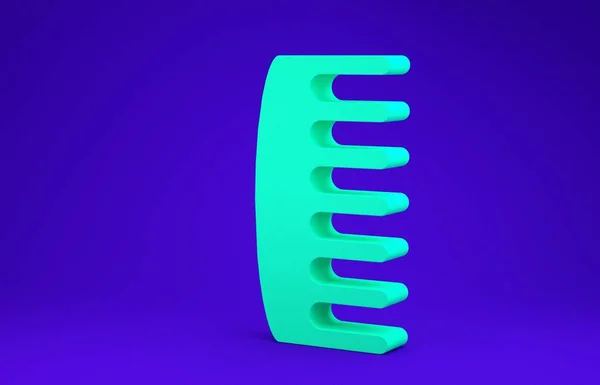 Icona spazzola verde isolata su sfondo blu. Segno di capelli pettinati. Simbolo del barbiere. Illustrazione 3d rendering 3D — Foto Stock