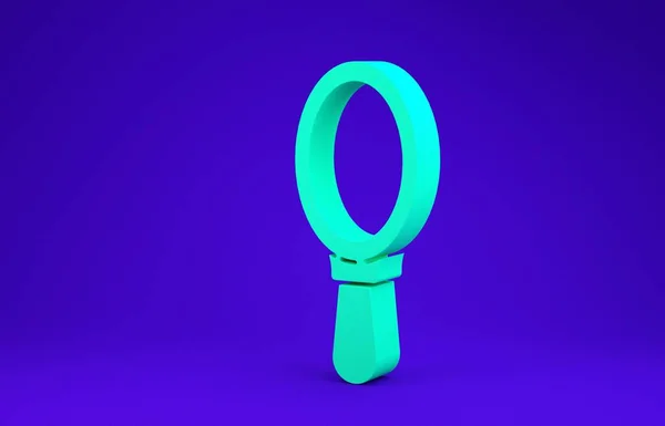 Ícone de espelho mão verde isolado no fundo azul. 3D ilustração 3D render — Fotografia de Stock