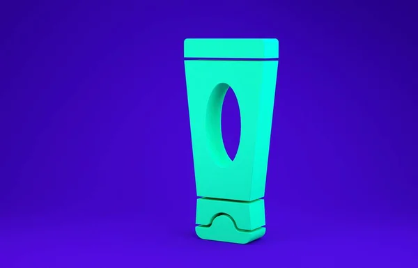 Grüne Creme oder Lotion kosmetische Tube Symbol isoliert auf blauem Hintergrund. Körperpflegeprodukte für Männer. 3D Illustration 3D Renderer — Stockfoto